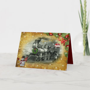 kerst met stoomtrain, de Snowman Kaart
