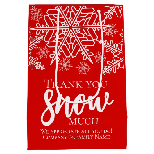 Kerst met veel sneeuw bedankt medium cadeauzakje (Achterkant)