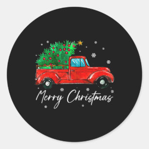 kerst met Wagon - Boom op kerstvakantie met auto' Ronde Sticker