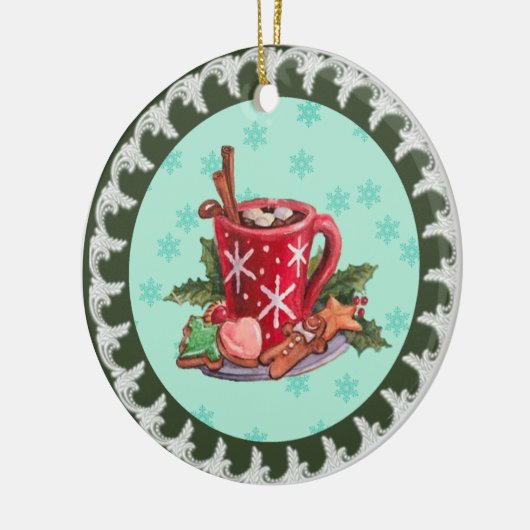 Kerst met warme chocolade keramisch ornament (Links)