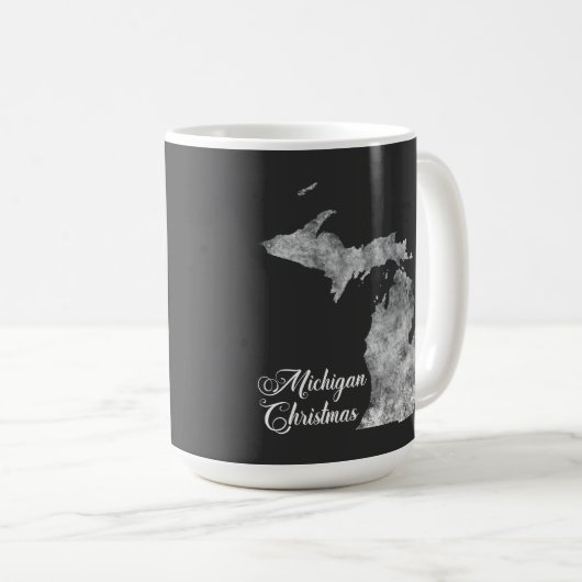 Kerst Michigan State Kaart Sneeuwvlokken Koffiemok (Voorkant rechts)