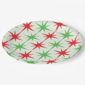 Kerst Midden-Eeuw Rode Groene Atoomuitbarstingen Papieren Bordje (Gekanteld)