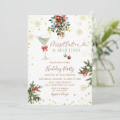 Kerst Mistletoe & Martini Goud Vrijgezellenfeest Kaart (Staand voorkant)