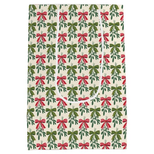 Kerst Mistletoe met Bogen Medium Cadeauzakje (Achterkant)