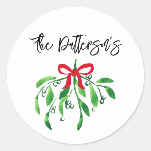 Kerst Mistletoe NAAM Feestelijke vakantie Kus Me Ronde Sticker (Voorkant)