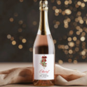 Kerst mistletoe rode lint bruiloftsfeest wijn etiket