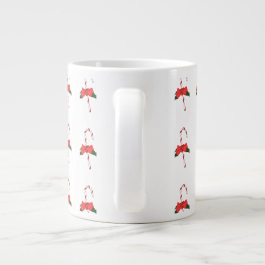 Kerst mistletoe stick rood wit groen extra grote beker (Achterkant)