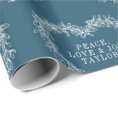 Kerst mistletoe tekening hart donkerblauw wit cadeaupapier (Rol Hoek)