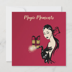 Kerst Mode Illustratie met pakje Feestdagenkaart