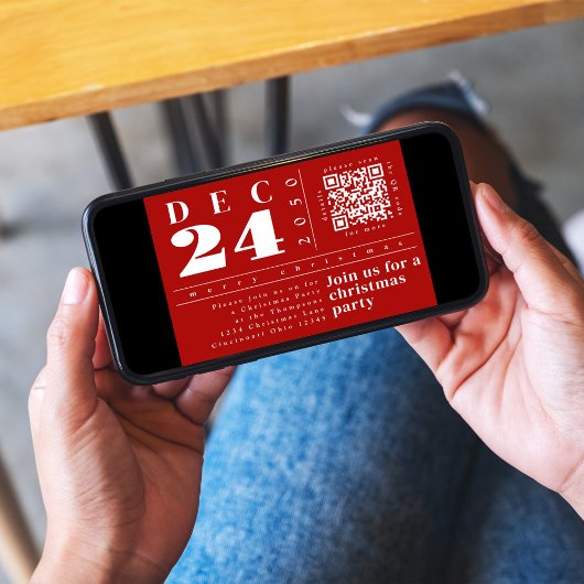 Kerst Modern Eenvoudig Rood Vette Strepen QR Code Kaart