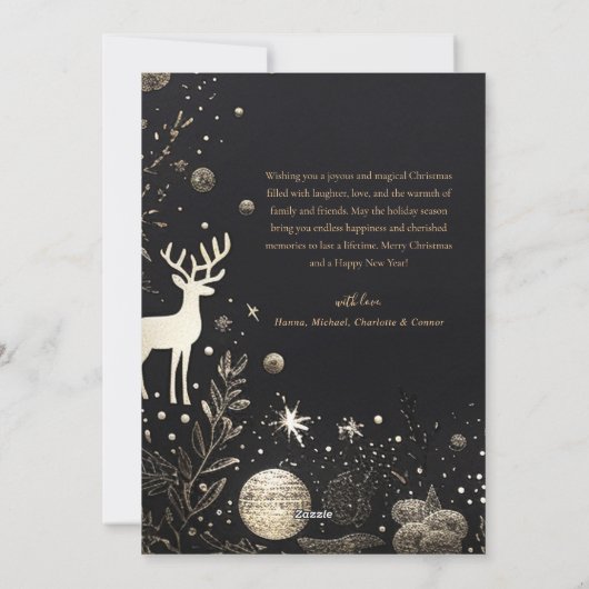 Kerst Modern Elegant Feestelijk Zwart Uniek Feestdagenkaart (Achterkant)