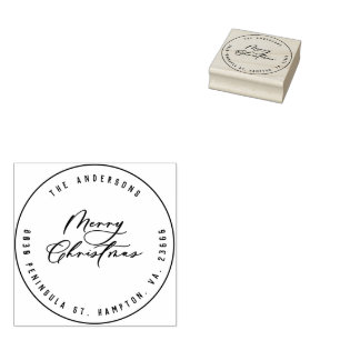 Kerst modern elegant minimaal script uniek 	rubberstempel