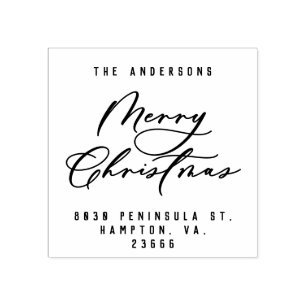 Kerst modern elegant minimaal script uniek 	rubberstempel