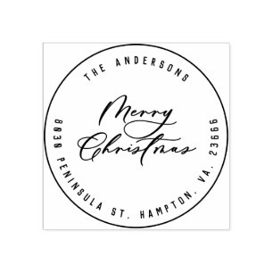 Kerst modern elegant minimaal script uniek 	rubberstempel