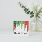 Kerst Modern script roze hart Dank u Vierkante Visitekaartje (Staand voorkant)