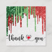 Kerst Modern script roze hart Dank u Vierkante Visitekaartje (Voorkant)