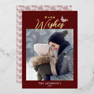 Kerst moderne kalligrafie foto rood goud folie feestdagenkaart