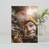 Kerst moderne, minimale fotorezelfilm met een groe folie feestdagenkaart (Staand Voorkant)