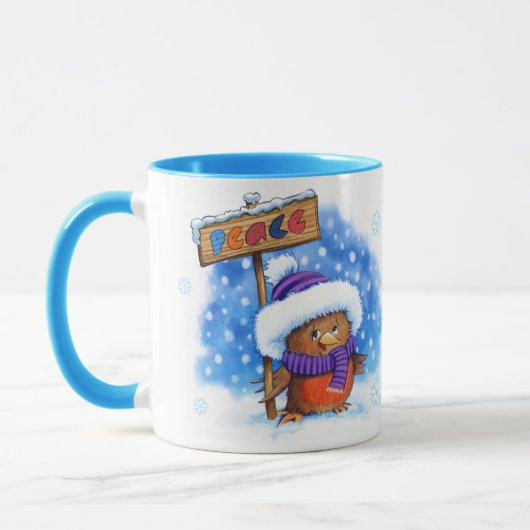 Kerst mok aangepaste naam Peace Robin (Links)