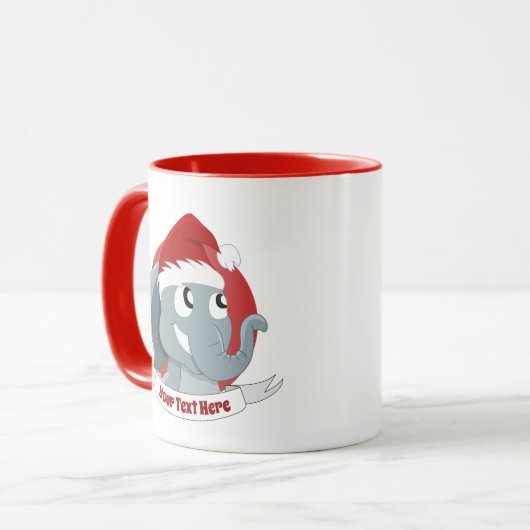 Kerst mok met leuke cartoon olifant (Voorkant links)