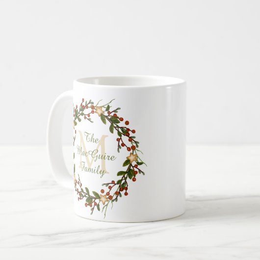 Kerst-Mok met monogrammen, Initiaal Koffiemok (Voorkant links)
