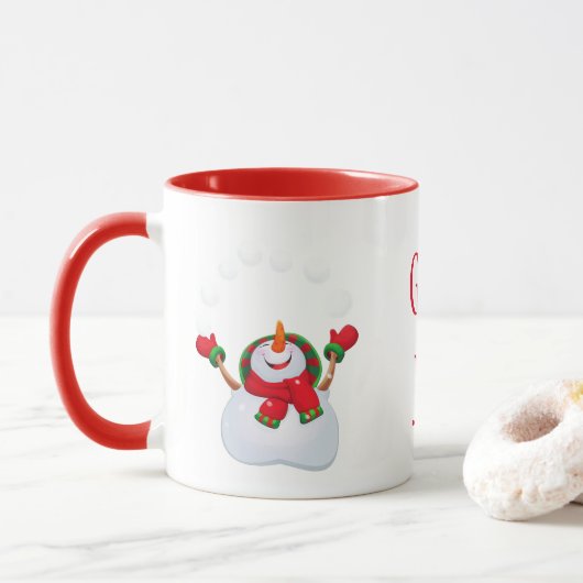 Kerst Mok-Sneeuwman-God Jul /Vrolijk Kerstfeest Mok (Met donut)