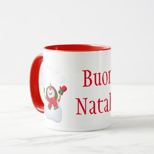 Kerst Mok-Snowman-Buon Natale/Vrolijk Kerstfeest Mok (Voorkant links)