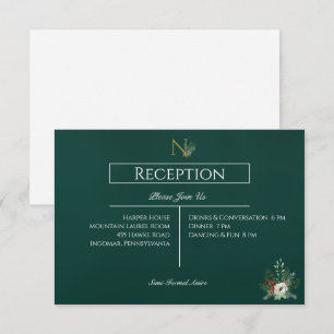 Kerst Monogram Bruiloft Receptie Informatiekaartje