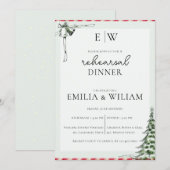 Kerst Monogram Huwelijk Repetitie Diner Kaart (Voorkant / Achterkant)