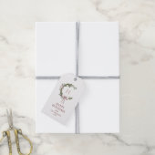Kerst Monogram Krans Blush Bow Cadeaulabel (Met Touw)