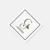 Kerst Monogram Letter G Gepersonaliseerd Papier Servet (Hoek)