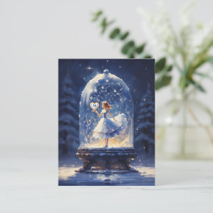 Kerst Monogram Schattige Sneeuw Wereldbol Feestdagenkaart