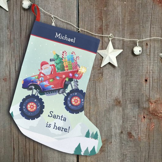 Kerst Monster Truck Kerstman Naam Kleine Kerstsok