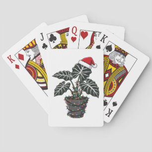 Kerst Monstera Deliciosa Gespleten Blad Tropisch Pokerkaarten