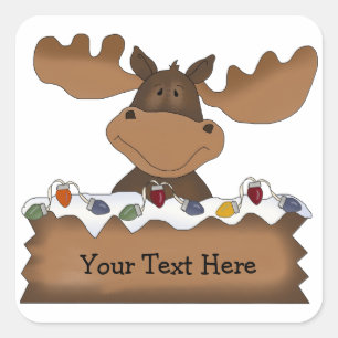 Kerst Moose (aanpasbaar) Vierkante Sticker