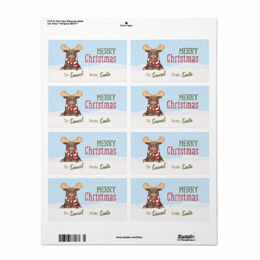 Kerst Moose gepersonaliseerde cadeau Labels / labe (Full Sheet)