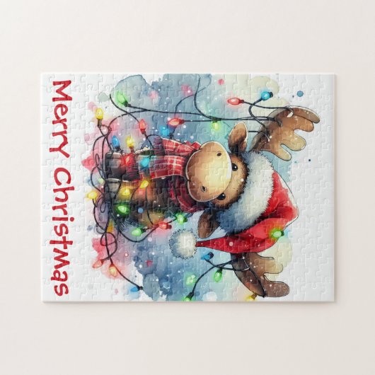 Kerst Moose Puzzel Legpuzzel (Horizontaal)