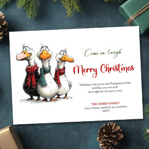 Kerst Morsige Domme Ganzen Whimsy Kerstkaart