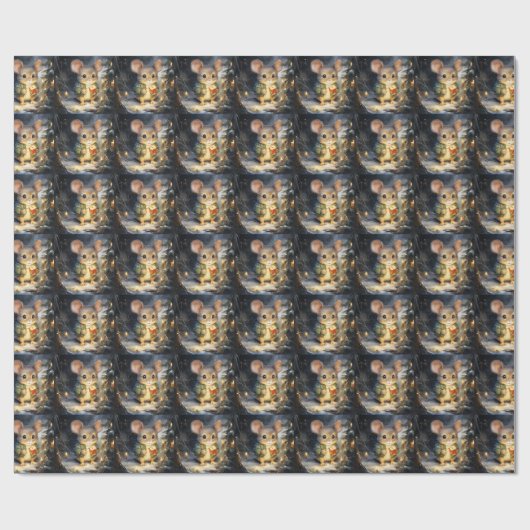 Kerst muis inpakpapier (Vlak)