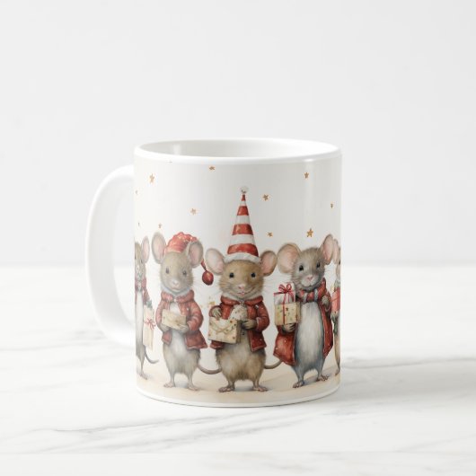 Kerst Muizen Koffie Thee Mok (Voorkant links)