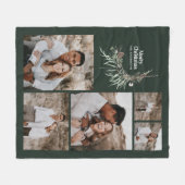 Kerst multi-foto botanische donkergroene rustige fleece deken (Voorkant (Horizontaal))