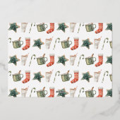 Kerst multi-foto script moderne rood en groen folie feestdagenkaart (Achterkant)