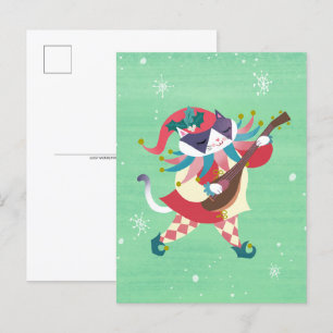 Kerst Muziek Elf Kat Briefkaart