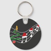 Kerst Muzieknoten Santa Hat Treble Clef Sleutelhanger (Achterkant)