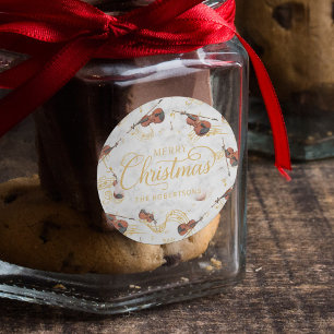 Kerst Muzieknoten Viool Elegant Ronde Sticker