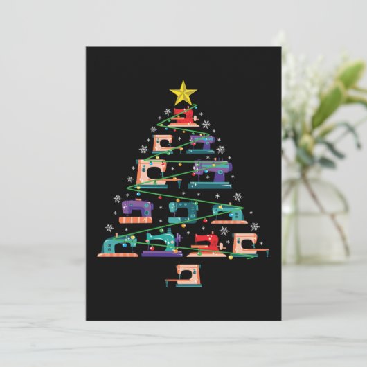 Kerst Naaimachine Kerstboom Quiltcadeau Feestdagenkaart (Staand voorkant)