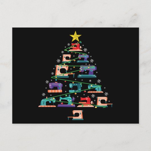 Kerst Naaimachine Xmas Boom Quiltcadeau Uitnodiging Briefkaart (Voorkant)