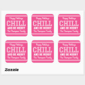 Kerst Naam Typografie Roze Vierkante Sticker (Vel)