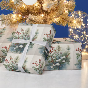 Kerst Natuur Boeket met Holly Berry Cadeaupapier