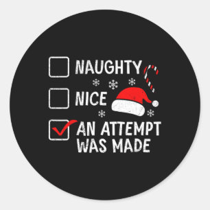 Kerst Naughty Nice Er is een poging gedaan kostuum Ronde Sticker